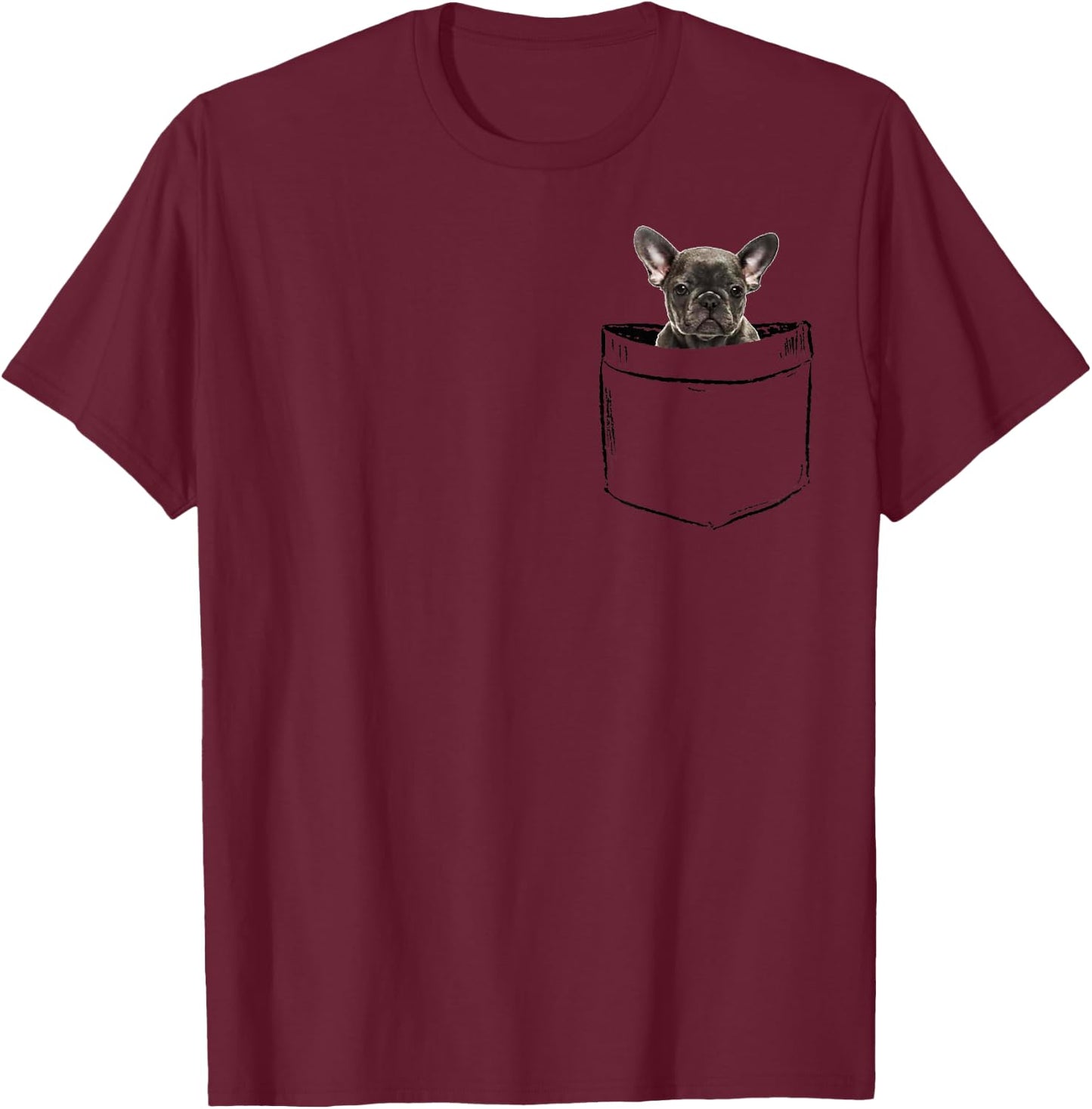 DBA-Art French Bulldog Puppy Costumes Cute Pocket Frenchie, Boy Girl Funny T-Shirt - T-Shirt | Maroon