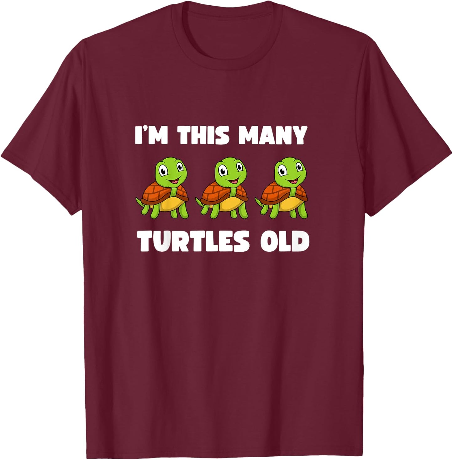 Kids I'm This Many Turtles Old - Tortoise 3rd Birthday 3 Years T-Shirt - T-Shirt | Maroon