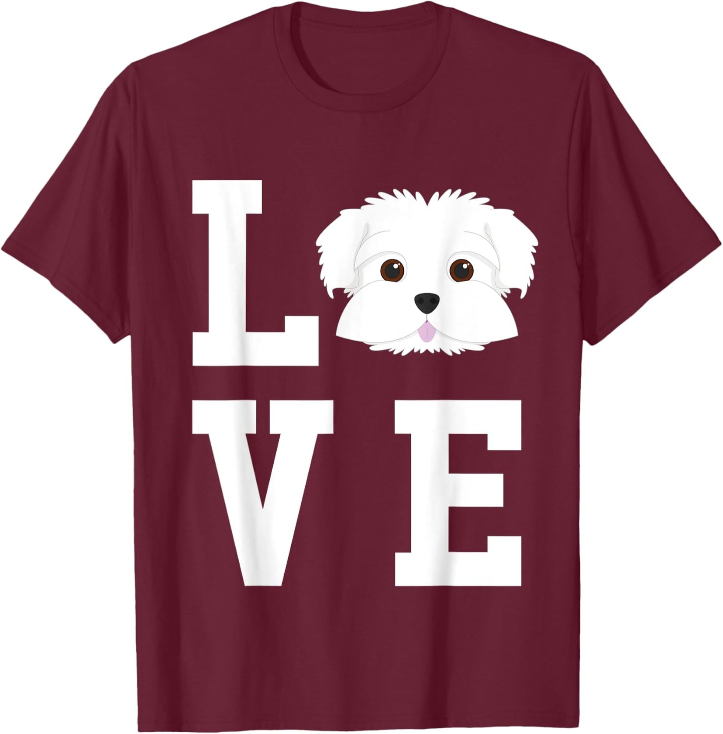 I Love My Maltese Dog Lover T-Shirt - T-Shirt | Maroon