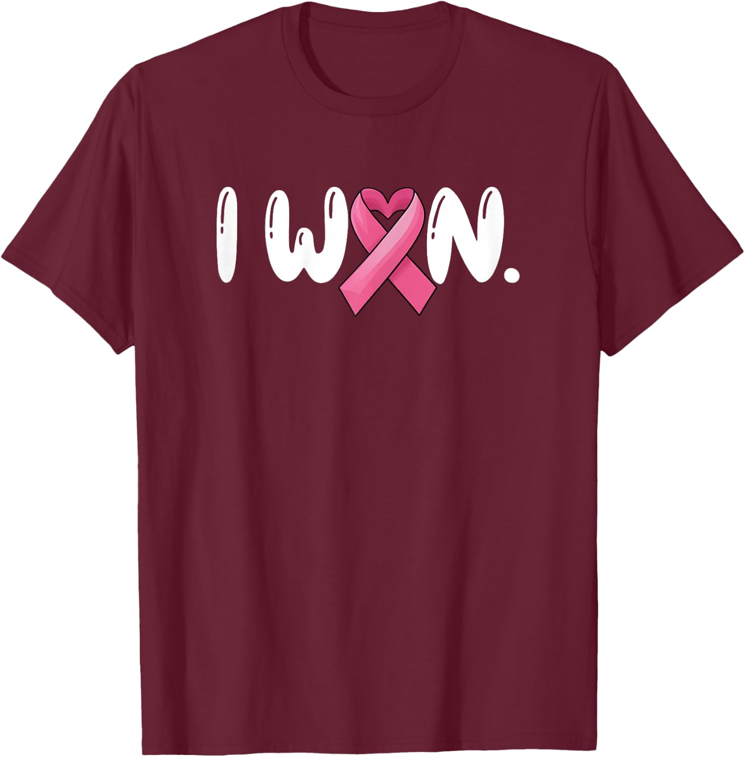 I Won Breast Cancer Awareness Support Pink Ribbon Survivor T-Shirt - T-Shirt | Maroon