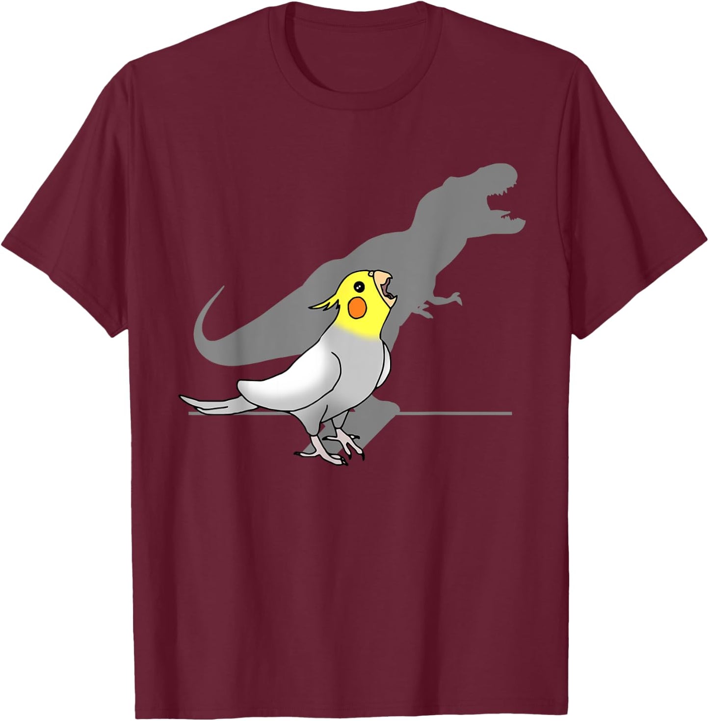 Cute Screaming Parrot Funny T-Rex Cockatiel T-Shirt - T-Shirt | Maroon
