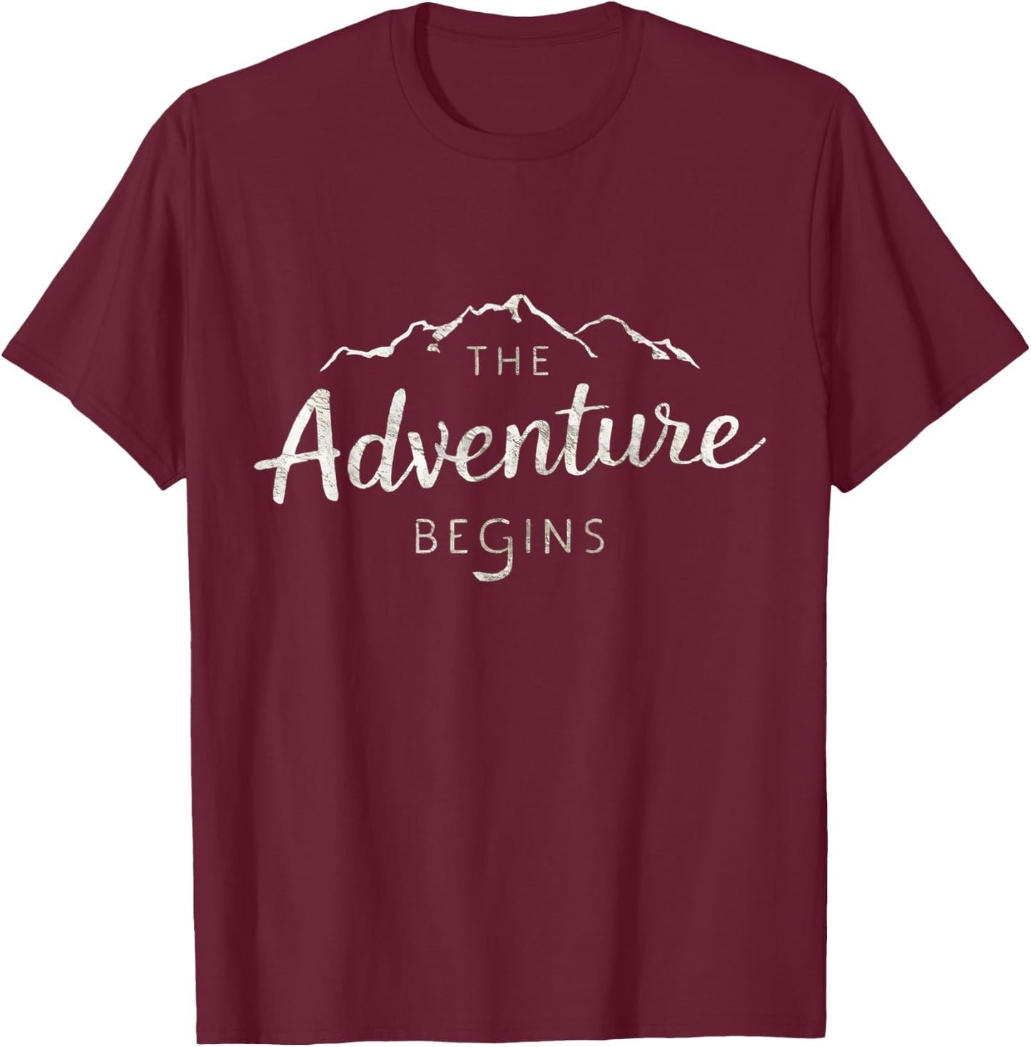 THE ADVENTURE BEGINS Funny Road Trip Camping Life Men Women T-Shirt - T-Shirt | Maroon