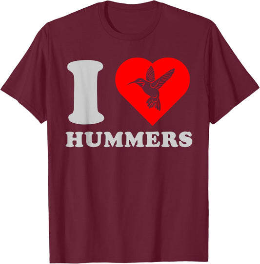 I Love Hummers Bird T-Shirt - T-Shirt | Maroon