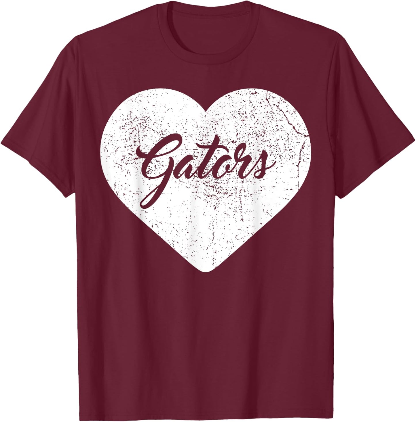 Gators School Sports Fan Team Spirit Mascot Heart Gift T-Shirt - T-Shirt | Maroon