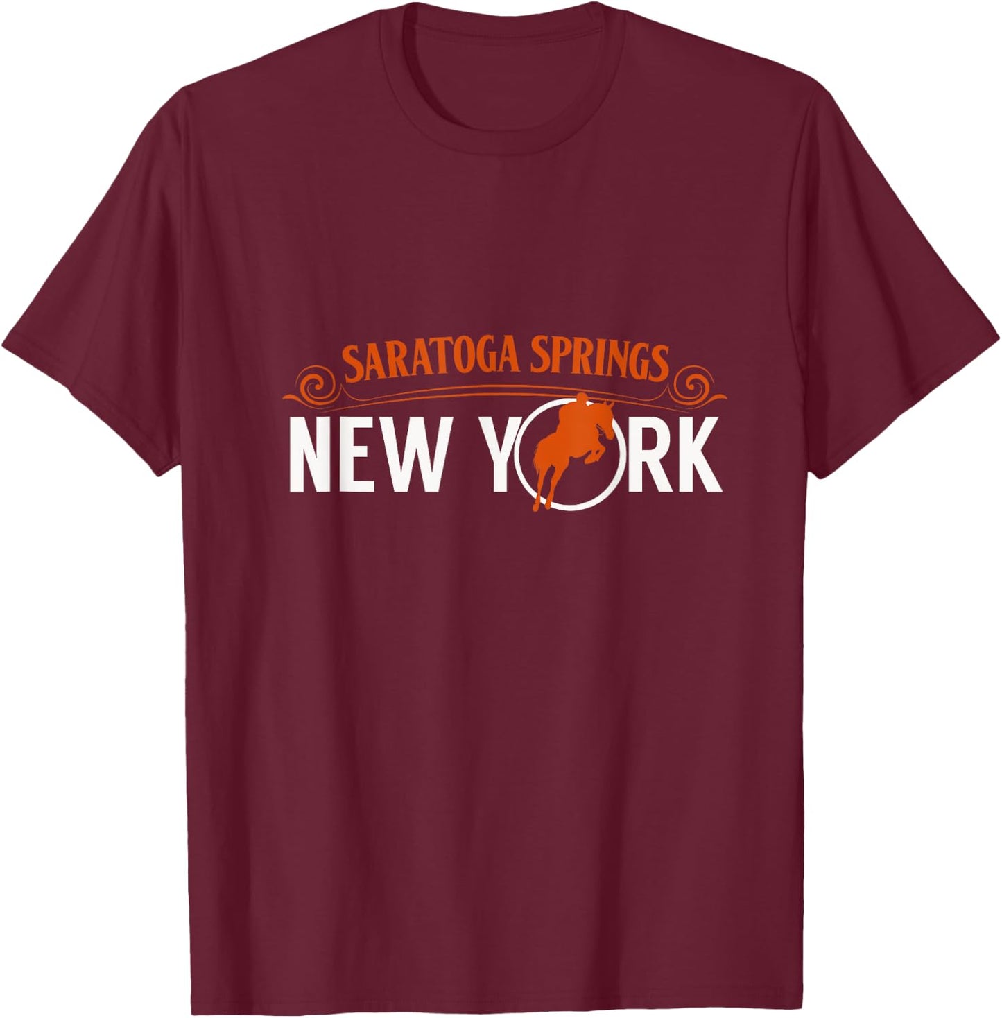 Saratoga Springs New York Horse Racing Jockey T-Shirt - T-Shirt | Maroon