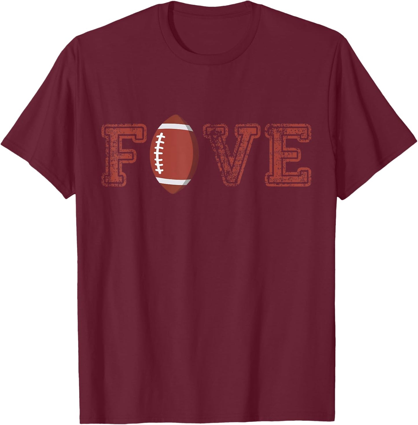 5th Birthday Boy Five Year Old Football 5 Matching Family T-Shirt - T-Shirt | Maroon