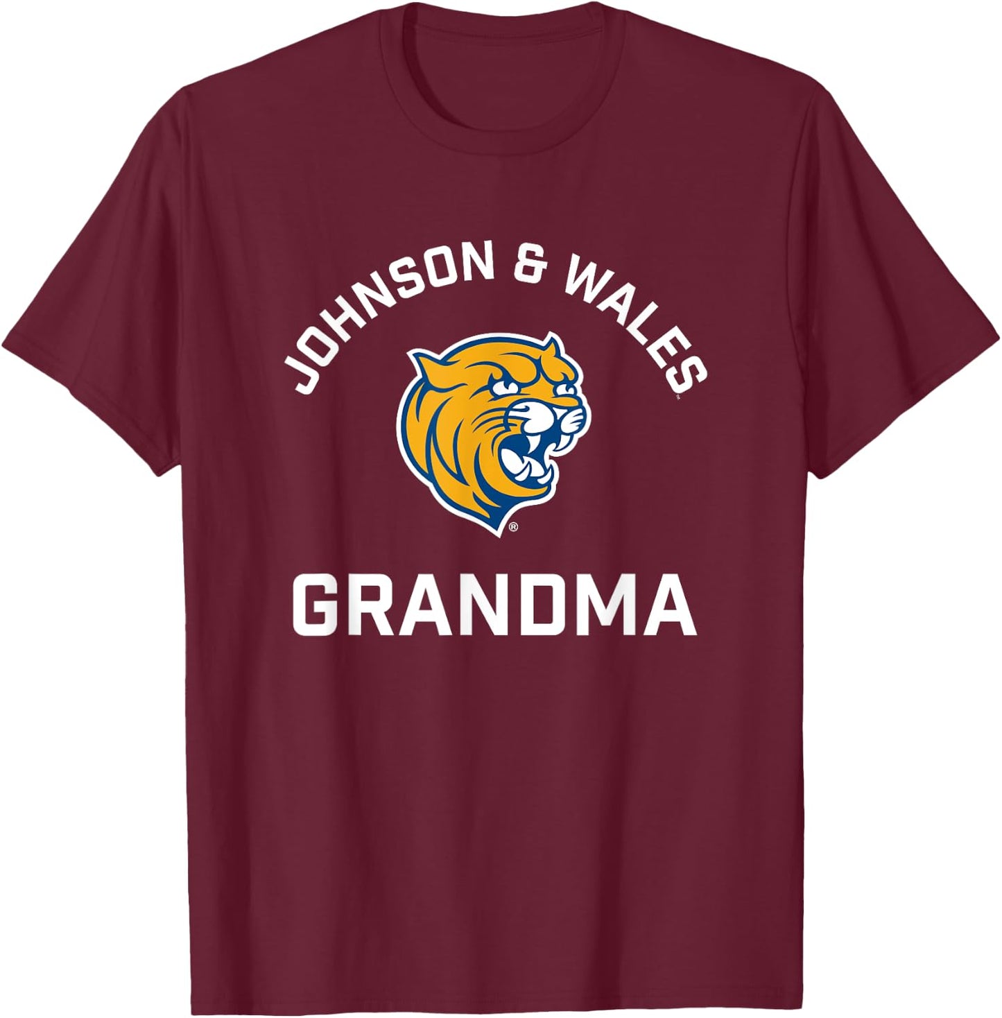 Johnson and Wales University JWU Wildcats Arched Grandma T-Shirt - T-Shirt | Maroon