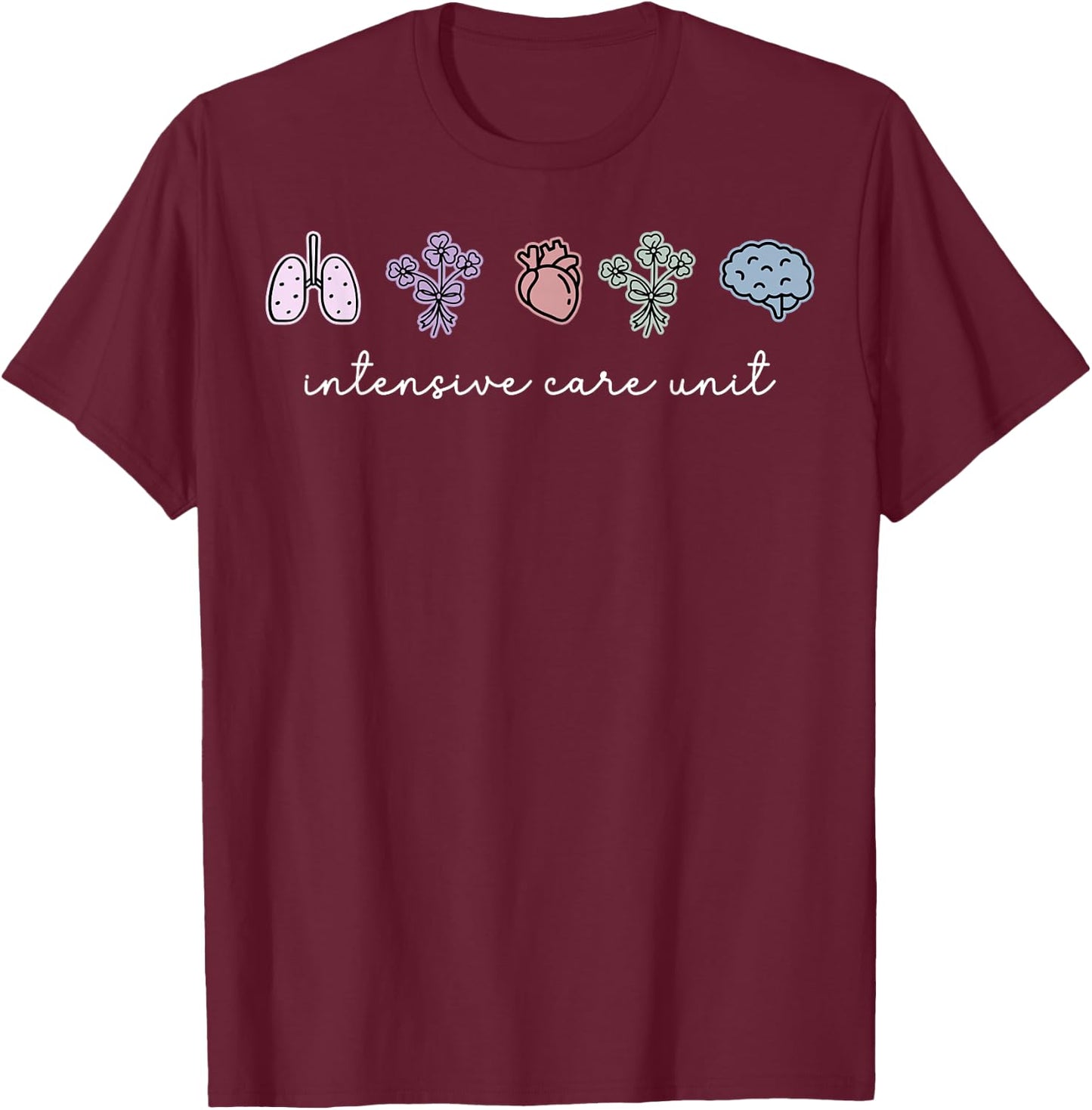 Retro Intensive Care Unit RN ICU Nurse Nursing School T-Shirt - T-Shirt | Maroon