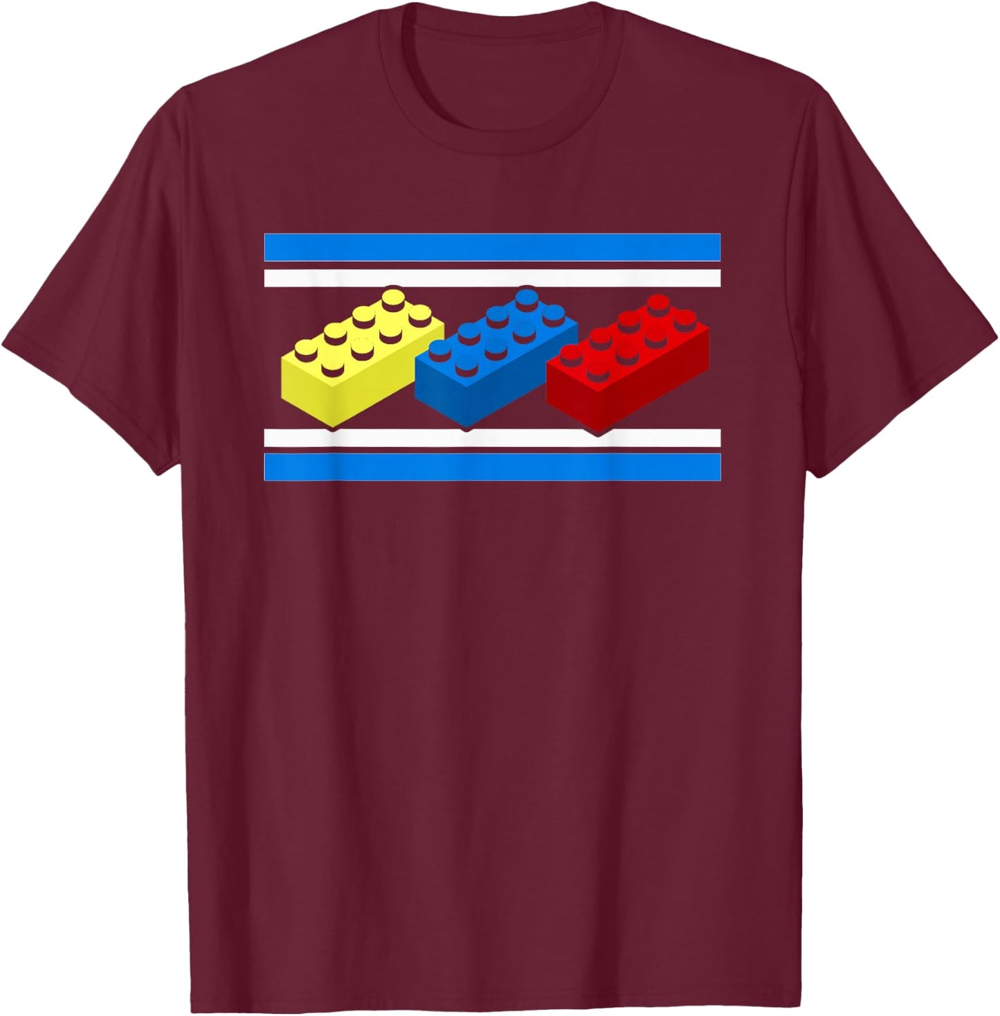 Building Bricks Blocks Master Builder Engineer Construction T-Shirt - T-Shirt | Maroon