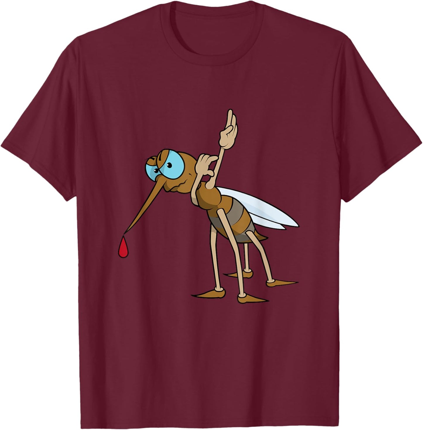 Dabbing Mosquito - Funny Mosquito Dab T-Shirt - T-Shirt | Maroon