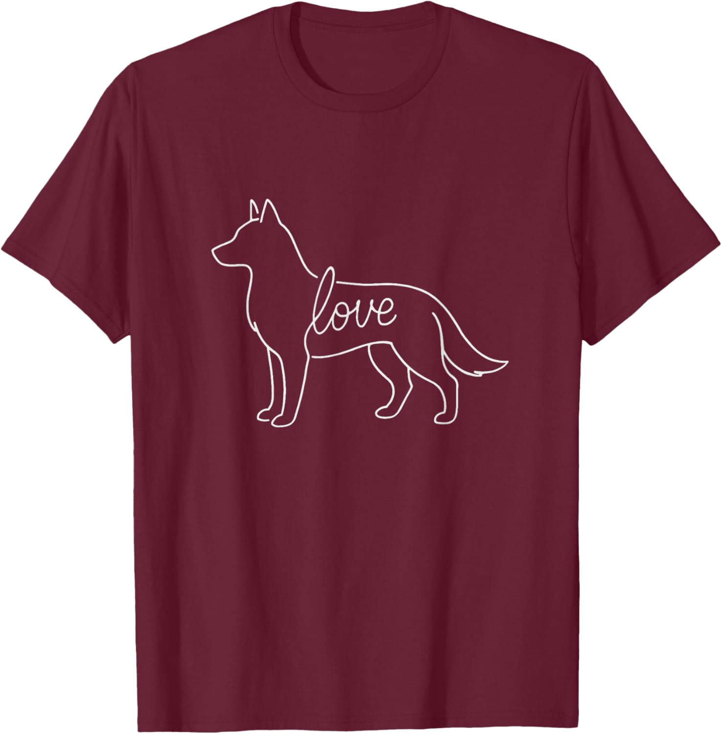 Husky Love Minimalist Line Art Design Siberian Husky Dog Men Women Kids T-Shirt - T-Shirt | Maroon