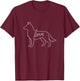 Husky Love Minimalist Line Art Design Siberian Husky Dog Men Women Kids T-Shirt - T-Shirt | Maroon