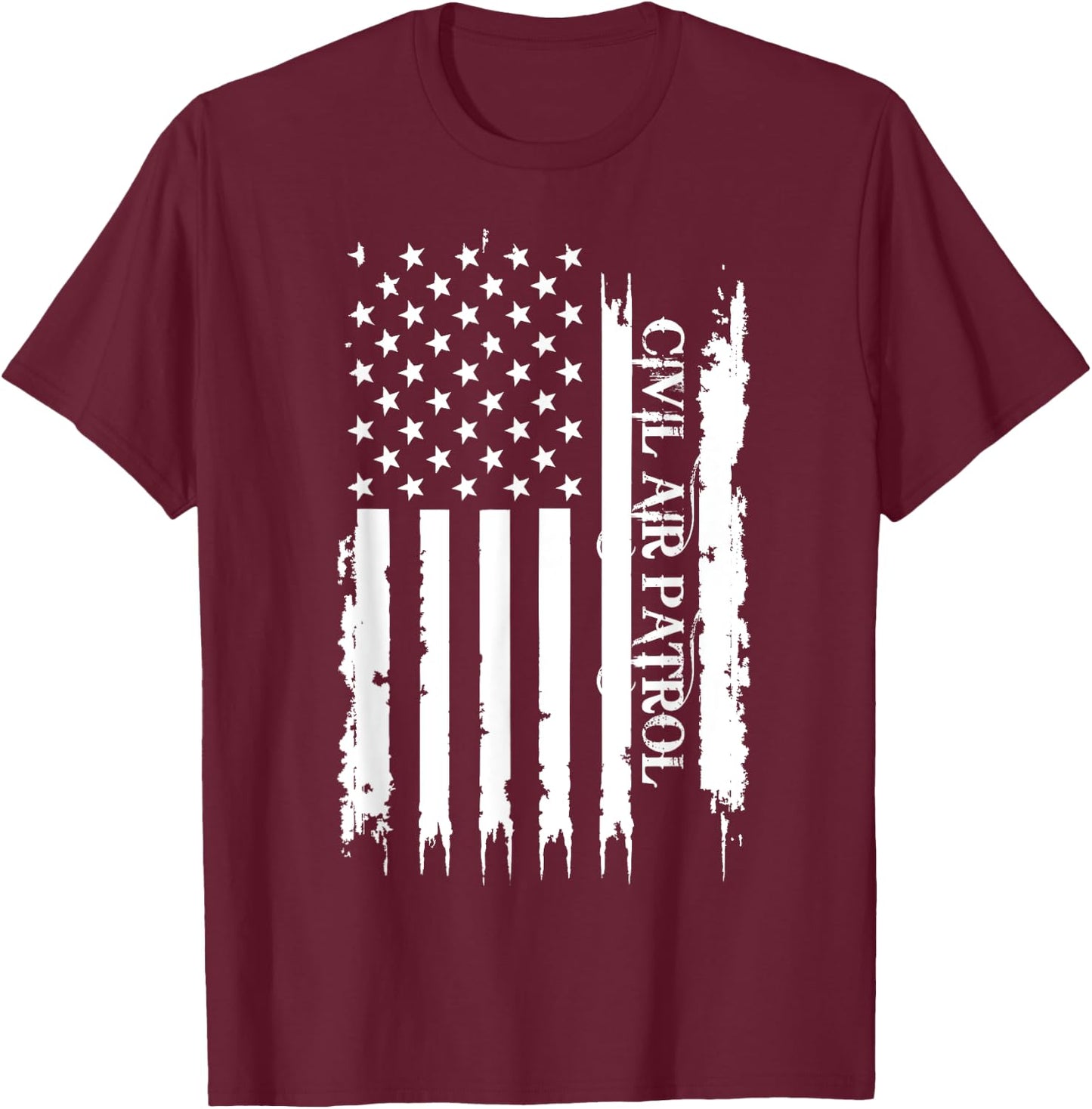 Civil Air Patrol United States Distressed w US Flag T-Shirt - T-Shirt | Maroon