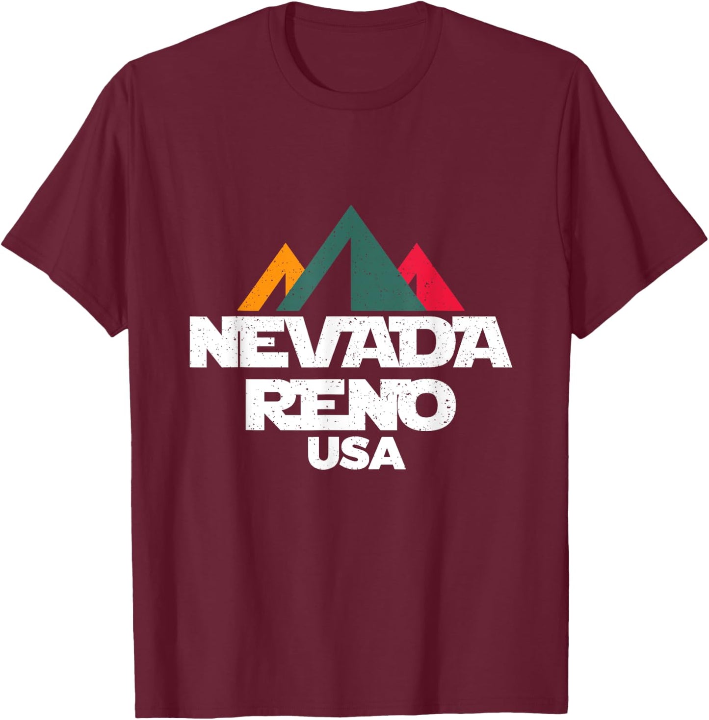 Vintage Retro Mountains Nevada Reno USA Vacation Hiking T-Shirt - T-Shirt | Maroon