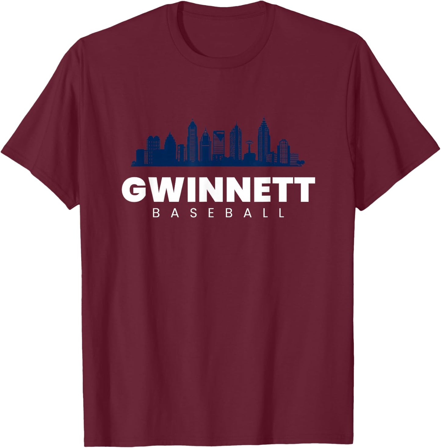 Gwinnett Baseball Vintage City Skyline Retro Baseball Lover T-Shirt - T-Shirt | Maroon