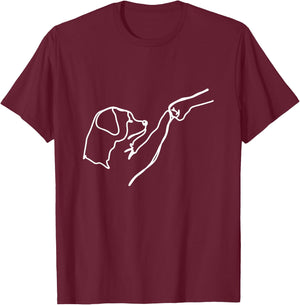 Dog and Human Fist Bump T-Shirt - T-Shirt | Maroon