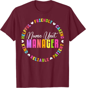 Nurse Unit Manager Heart Appreciation T-Shirt - T-Shirt | Maroon