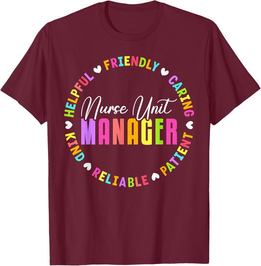 Nurse Unit Manager Heart Appreciation T-Shirt - T-Shirt | Maroon