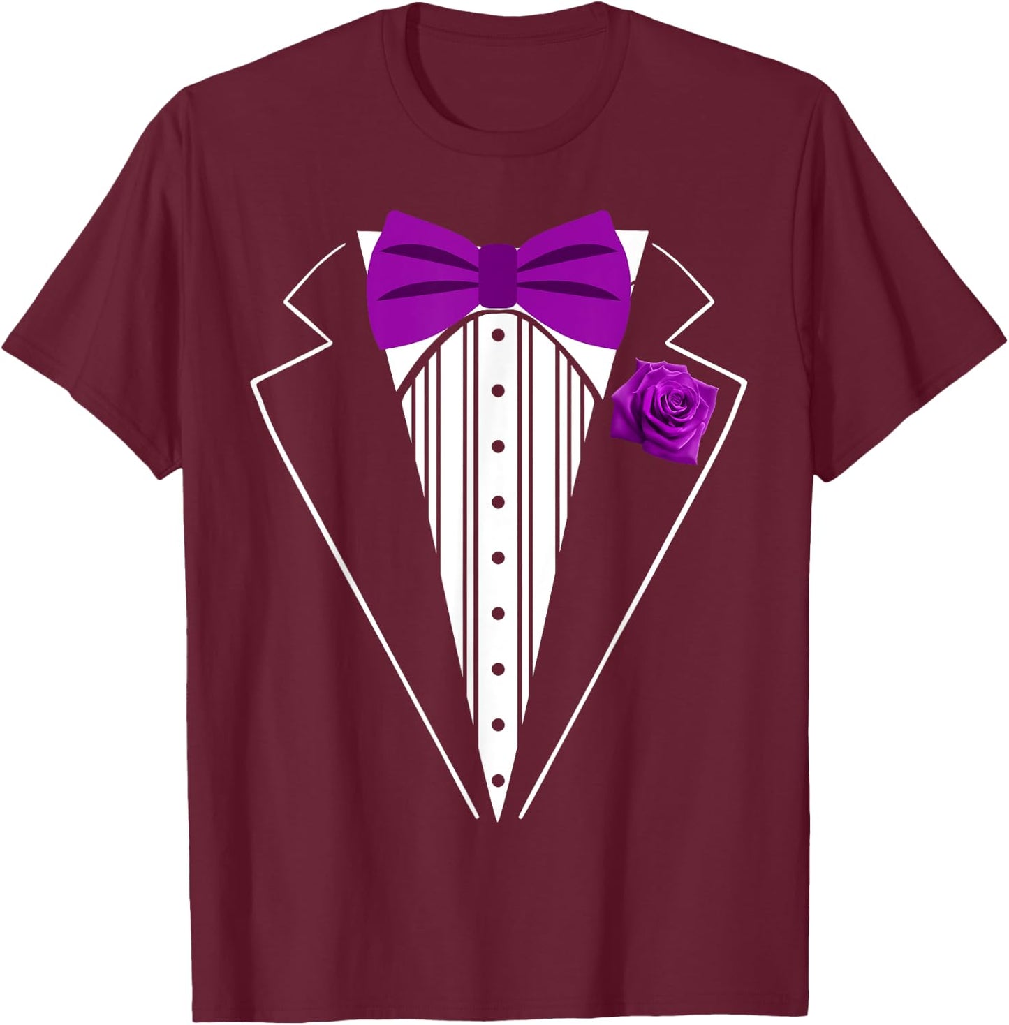 Kids Adult Purple Bowtie Tuxedo, Toddler Costume Youth Tux T-Shirt - T-Shirt | Maroon