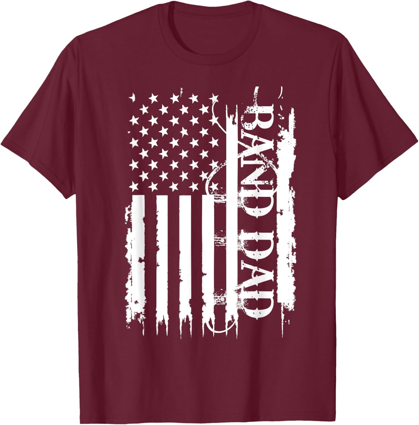 Band Dad United States Distressed w US Flag T-Shirt - T-Shirt | Maroon