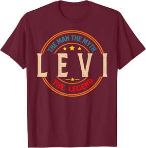 LEVI The Man The Myth The Legend Vintage Personalized T-Shirt - T-Shirt | Maroon