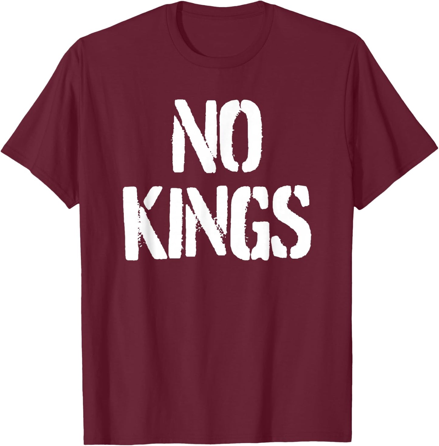 Trending No Kings -Adults Black Modern King Letter Print T-Shirt - T-Shirt | Maroon