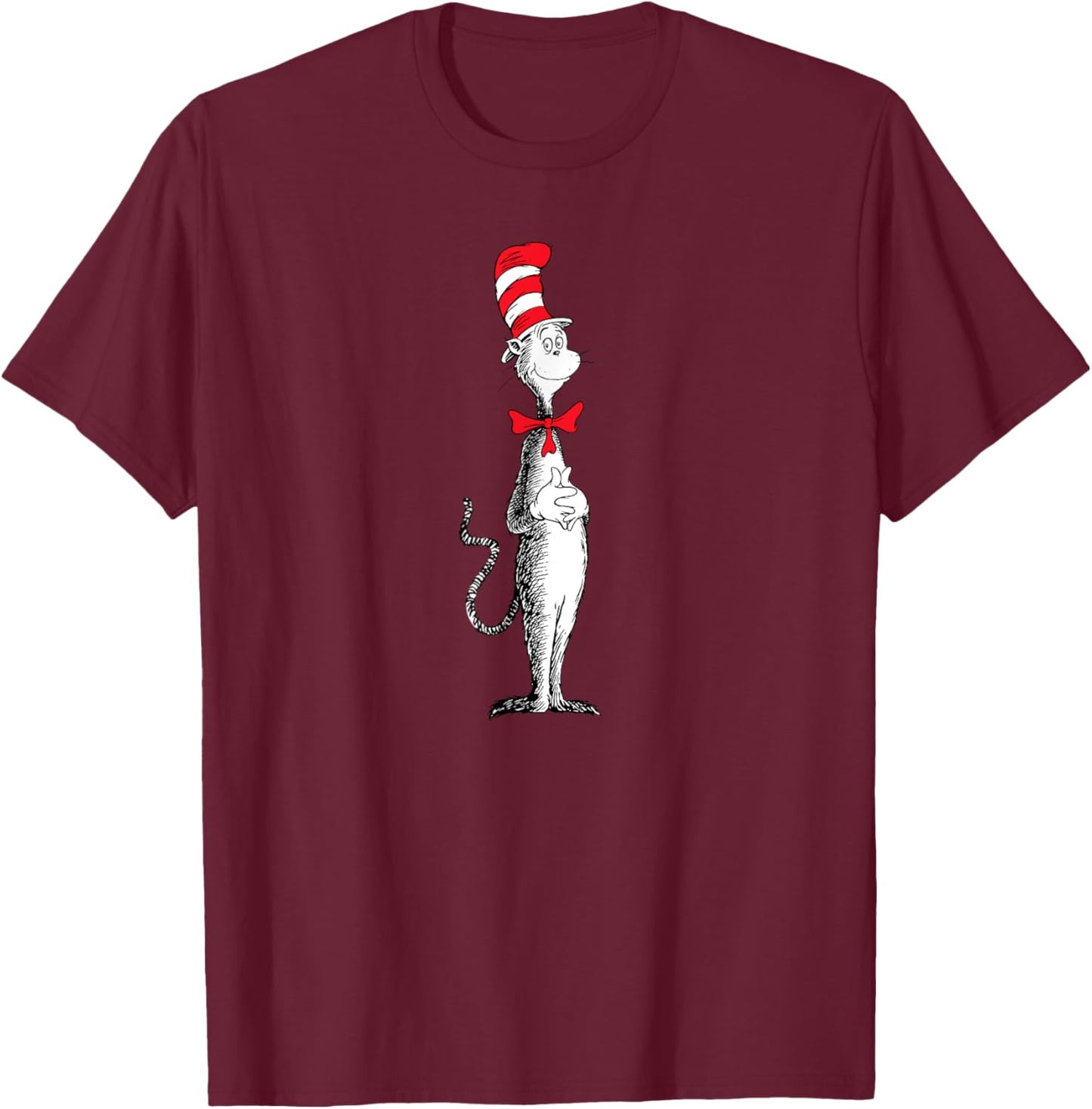 Dr. Seuss Standing Cat T-Shirt - T-Shirt | Maroon