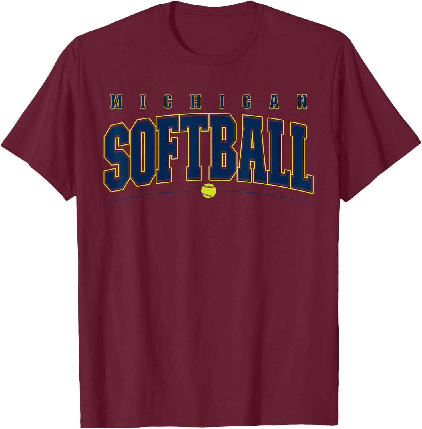Michigan Softball Vintage Kids Team Retro Softball Fan T-Shirt - T-Shirt | Maroon