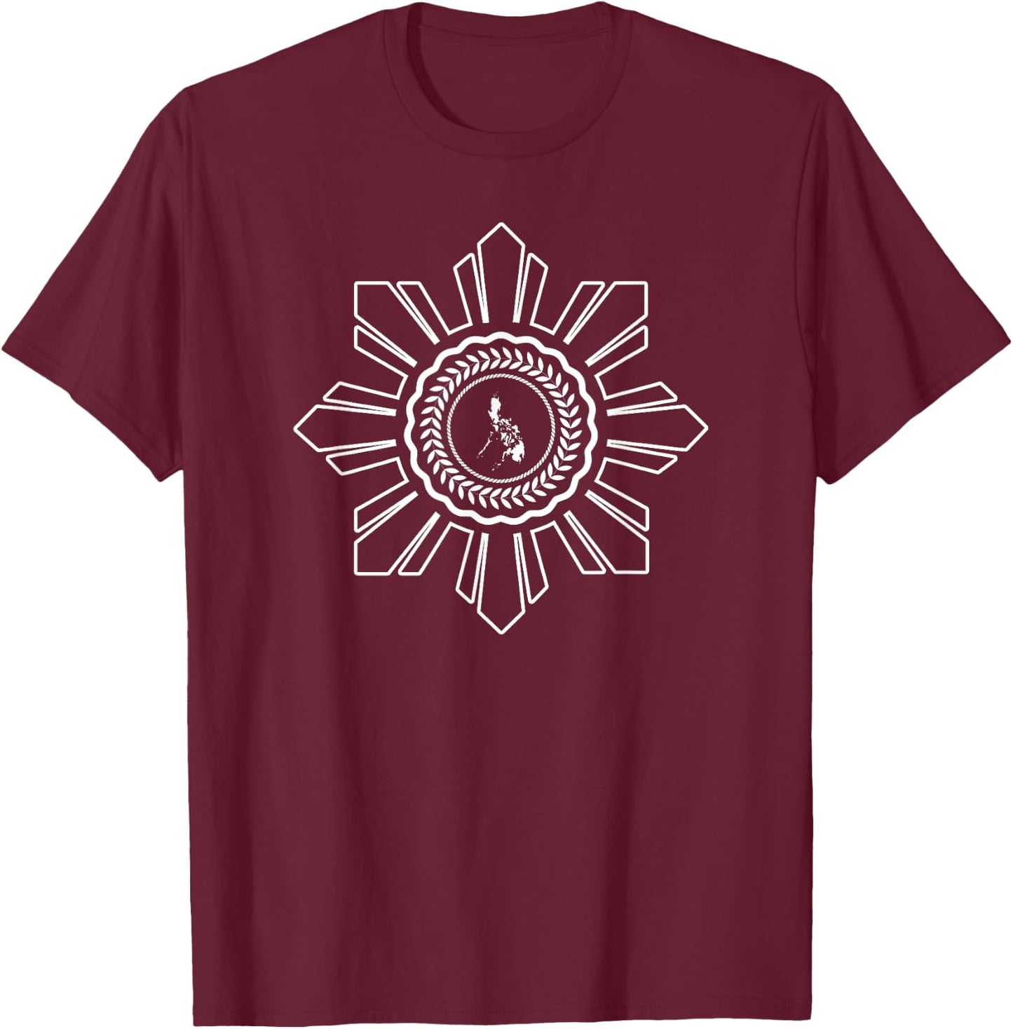Filipino Heritage Tribal Philippine Sun Map of Philippines T-Shirt - T-Shirt | Maroon