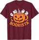 Boorista, funny barista, pumpkin coffee ghost Halloween pun T-Shirt - T-Shirt | Maroon