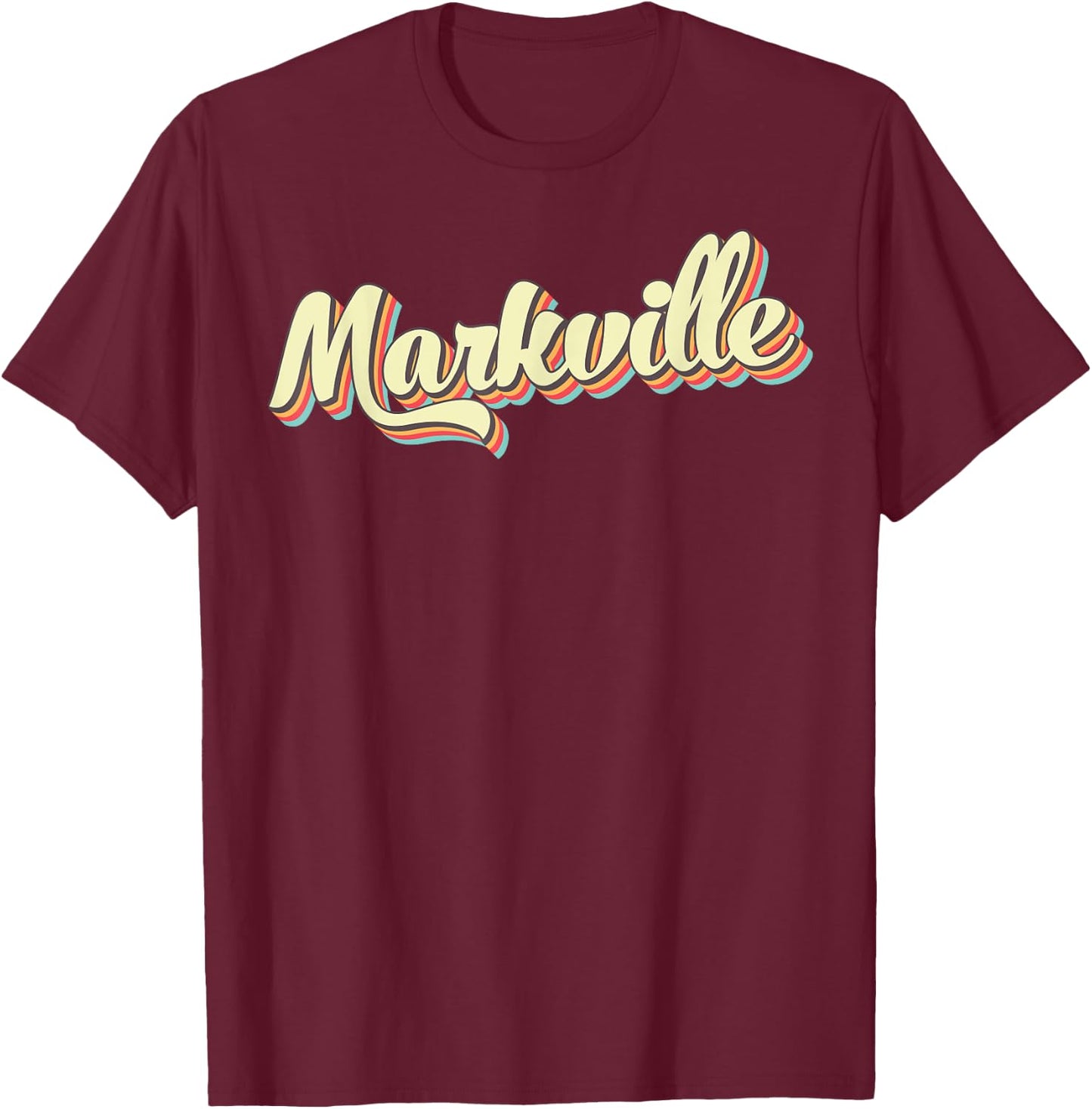 Markville Retro Art Baseball Font Vintage T-Shirt - T-Shirt | Maroon