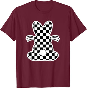 Checkerboard Easter Bunny Tween Boys Girls Teens Retro T-Shirt - T-Shirt | Maroon