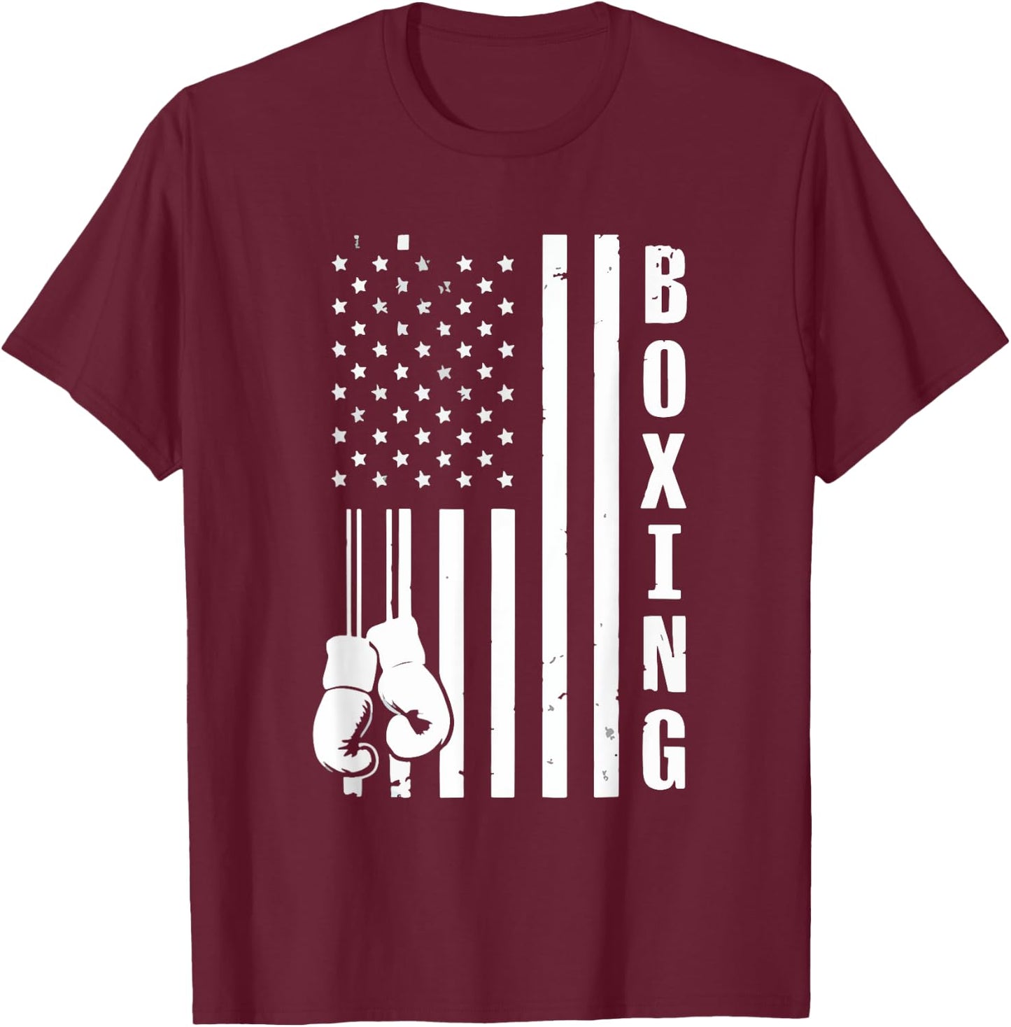 USA American Flag Vintage Boxing Boxer Boxing Lover MMA Women Men T-Shirt - T-Shirt | Maroon