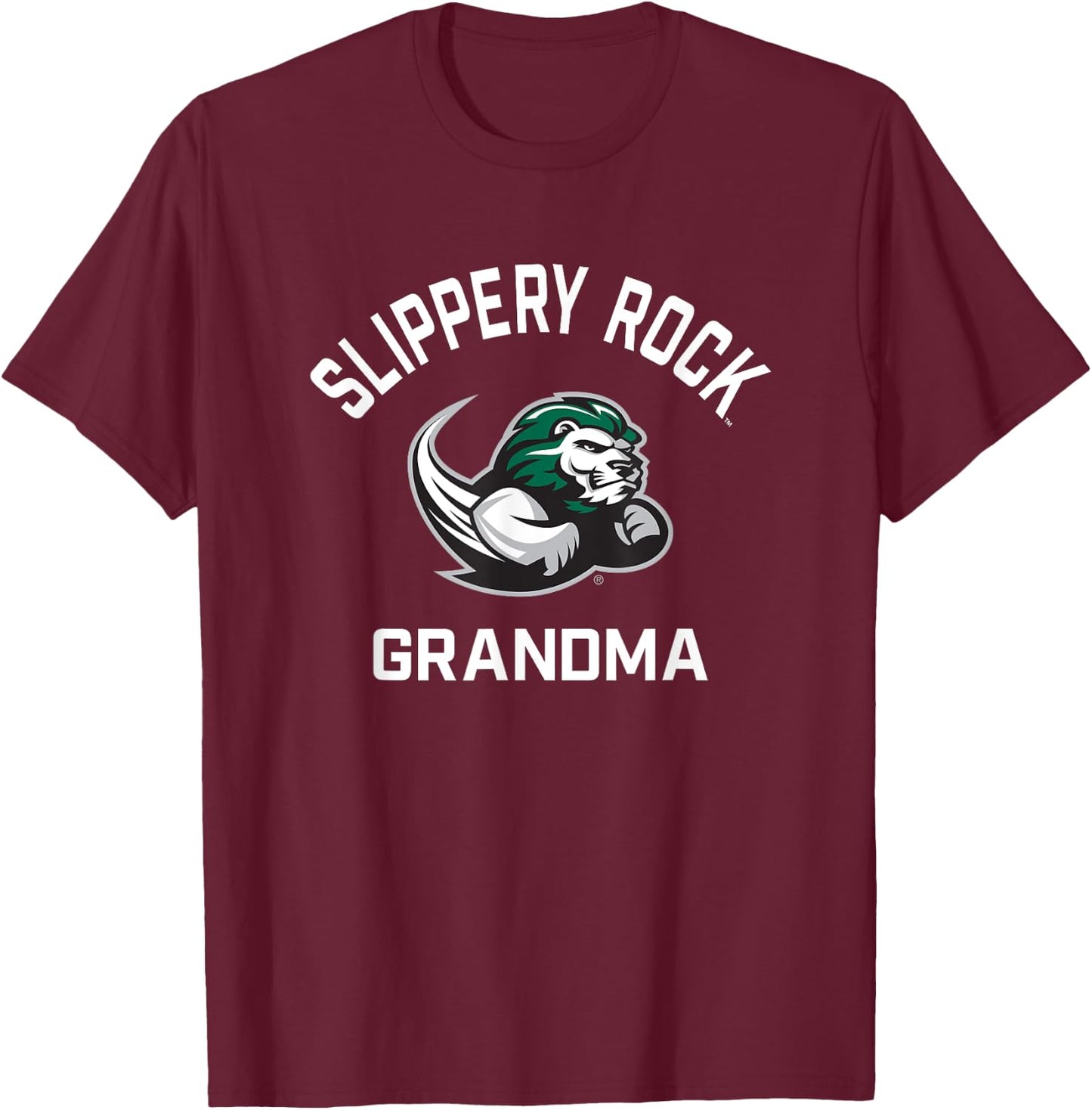 SRU Slippery Rock University Arched Grandma T-Shirt - T-Shirt | Maroon