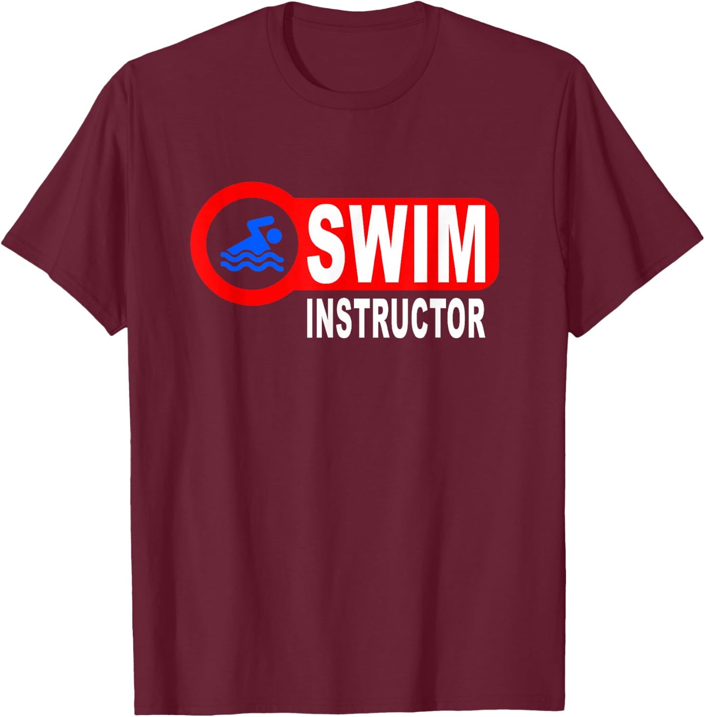 Swim Instructor Fun Swimming Teacher Graphic Art T-Shirt - T-Shirt | Maroon