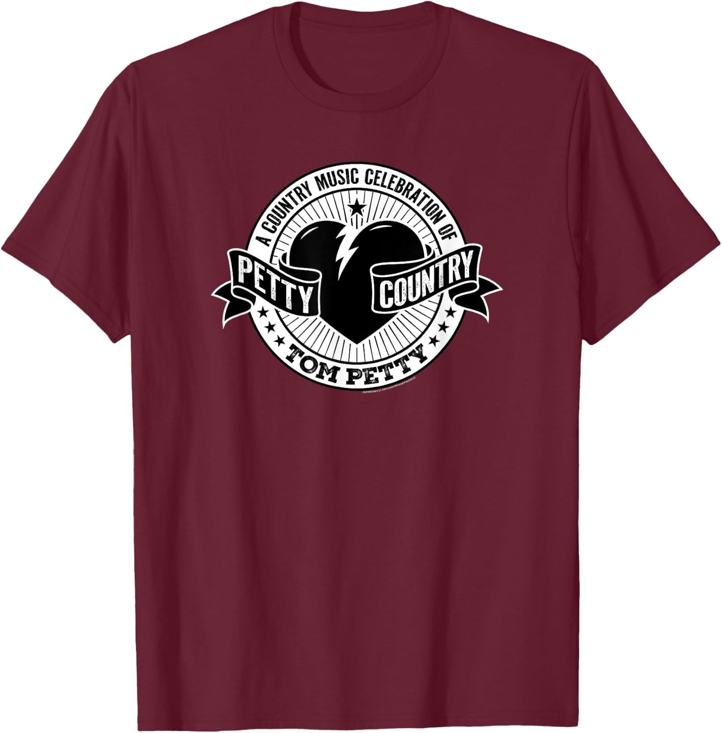 Tom Petty Country Black and White Logo T-Shirt - T-Shirt | Maroon