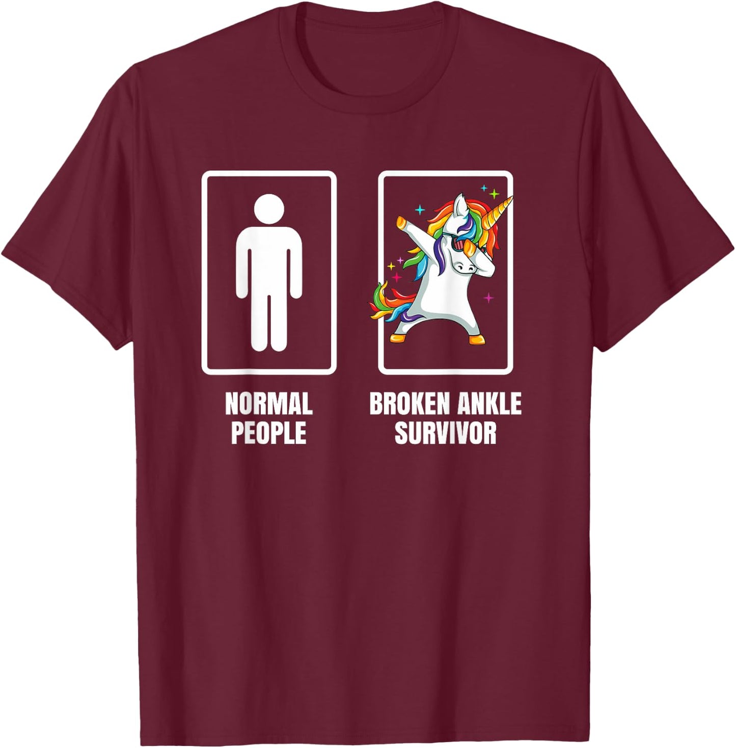 Dabbing Unicorn Broken Ankle Surgery Survivor Recovery Gift T-Shirt - T-Shirt | Maroon