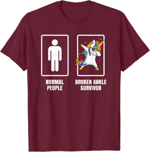 Dabbing Unicorn Broken Ankle Surgery Survivor Recovery Gift T-Shirt - T-Shirt | Maroon