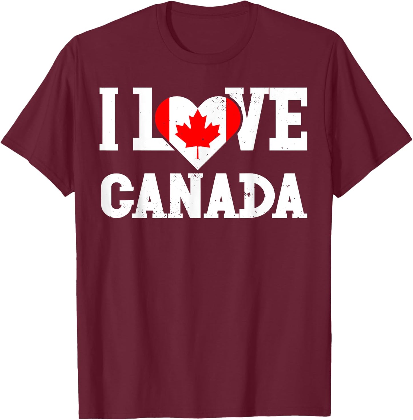 I Love Canada Flag Patriotic Throwback Souvenir T-Shirt - T-Shirt | Maroon