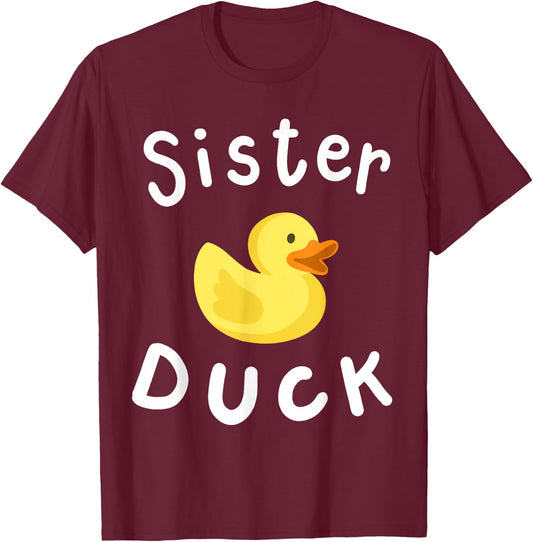 Sister Duck Birthday Rubber Duck Lover Family Matching Girls T-Shirt - T-Shirt | Maroon