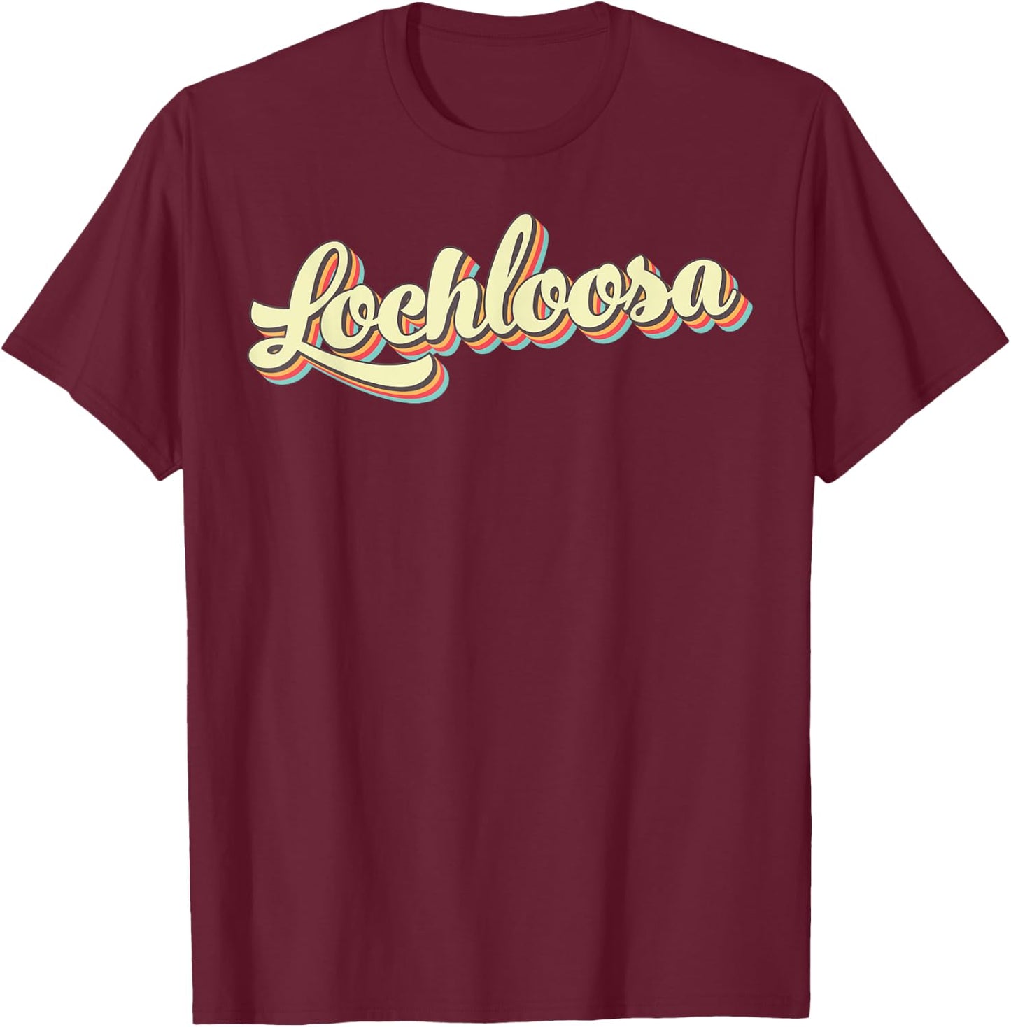 Lochloosa Retro Art Baseball Font Vintage T-Shirt - T-Shirt | Maroon