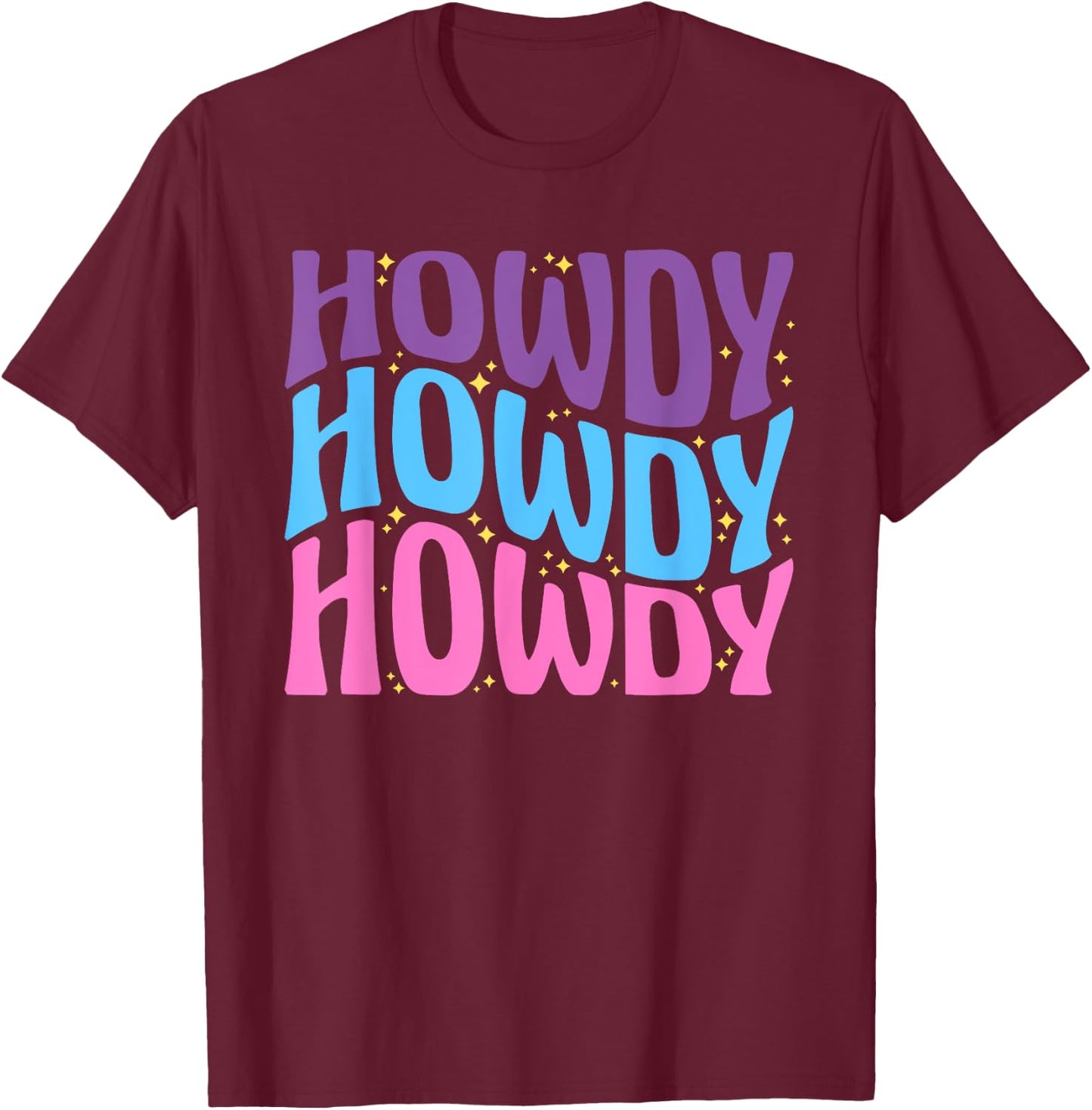 Howdy Cute Farming lettering Cowboy Girl T-Shirt - T-Shirt | Maroon