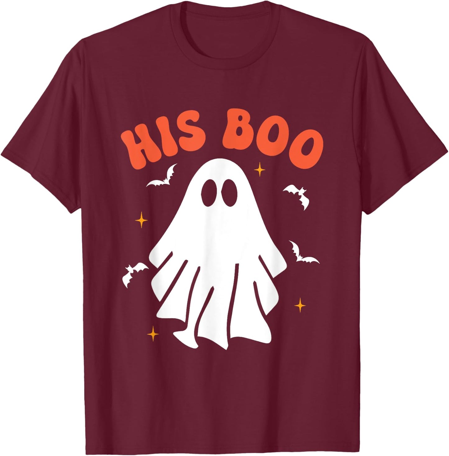 Her Boo & His Boo Funny Matching Halloween Pajama Couples T-Shirt - T-Shirt | Maroon