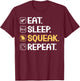 Eat Sleep Squeak Repeat Mouse T-Shirt - T-Shirt | Maroon