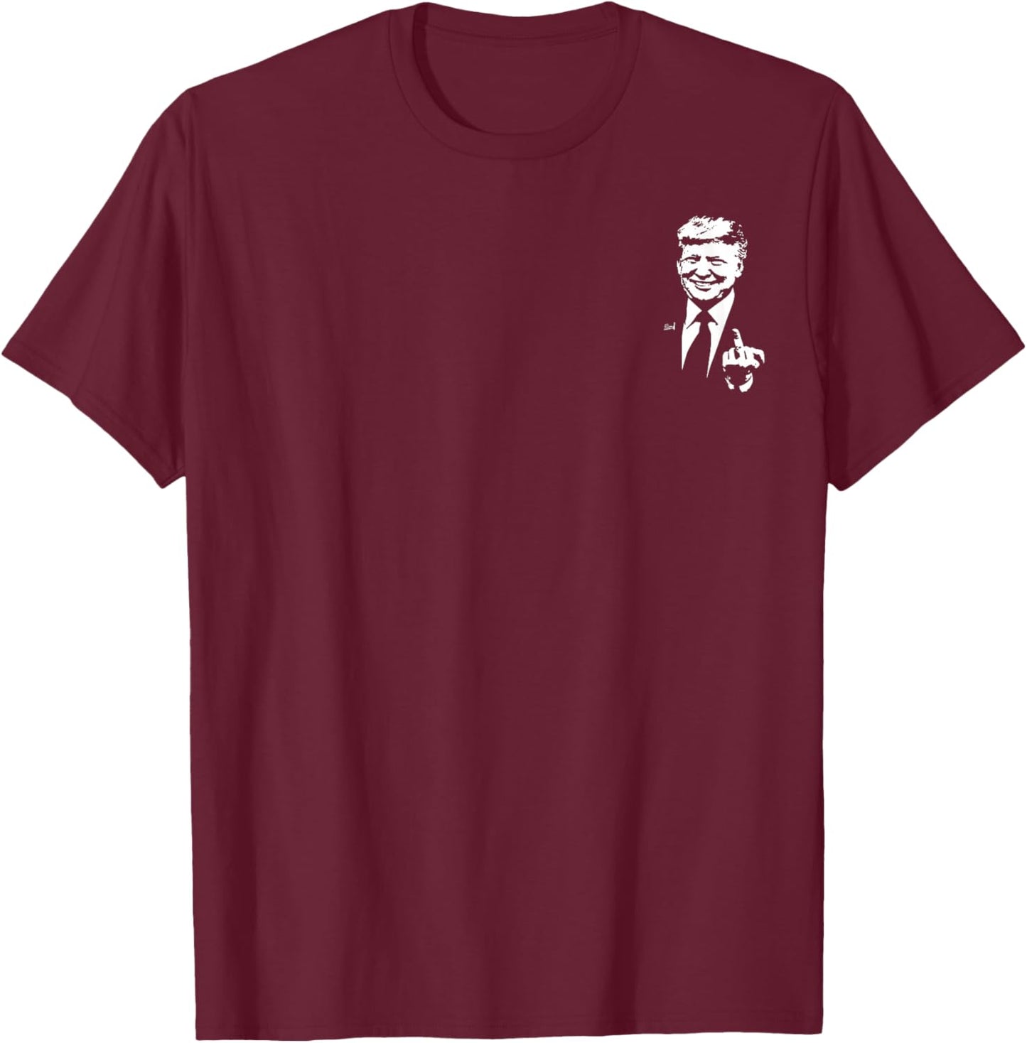 Trump Middle Finger Funny Trump 2024 Pocket T-Shirt - T-Shirt | Maroon