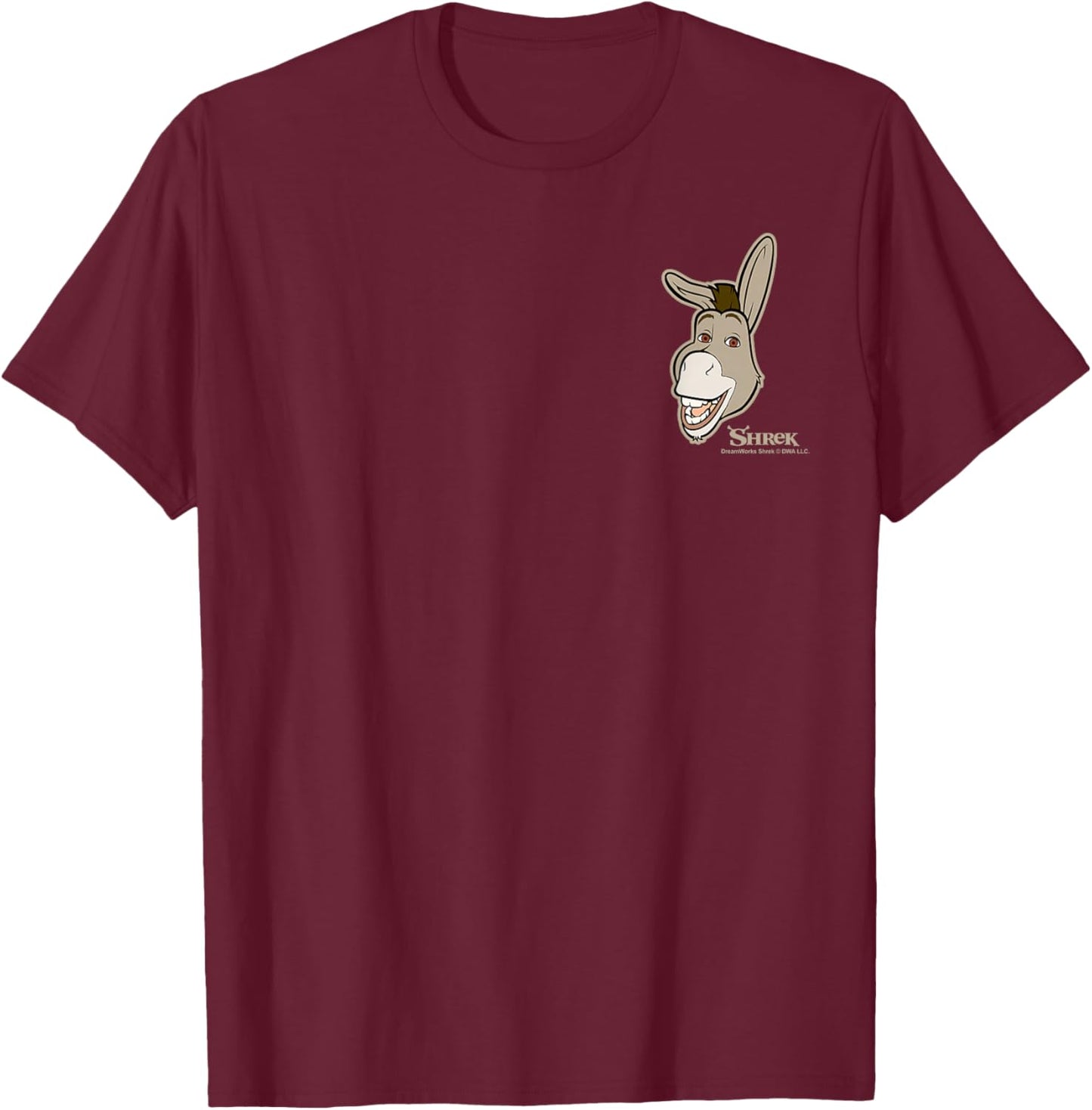 Shrek Donkey Face Small Pocket Logo T-Shirt - T-Shirt | Maroon