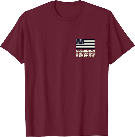 OEF Veteran Apparel by Bianco Brands -Kids Classic Fit Black Cotton 60% Polyester 40% Short Sleeve Small Operation Enduring Freedom OEF Veteran T-Shirt - T-Shirt | Maroon