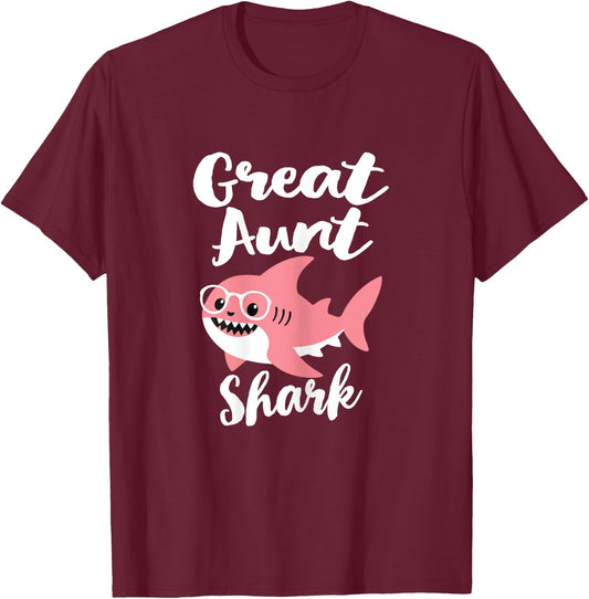 Great Aunt Shark Mother's Day Grandma Funny T-Shirt - T-Shirt | Maroon