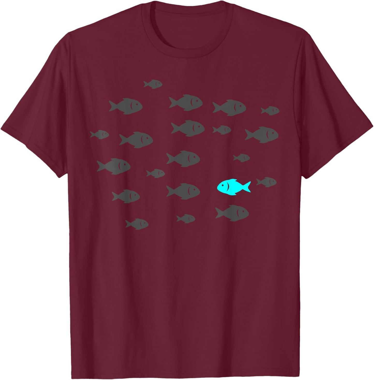 Fish Swim Against The Current In The Sea - Think Differently T-Shirt - T-Shirt | Maroon