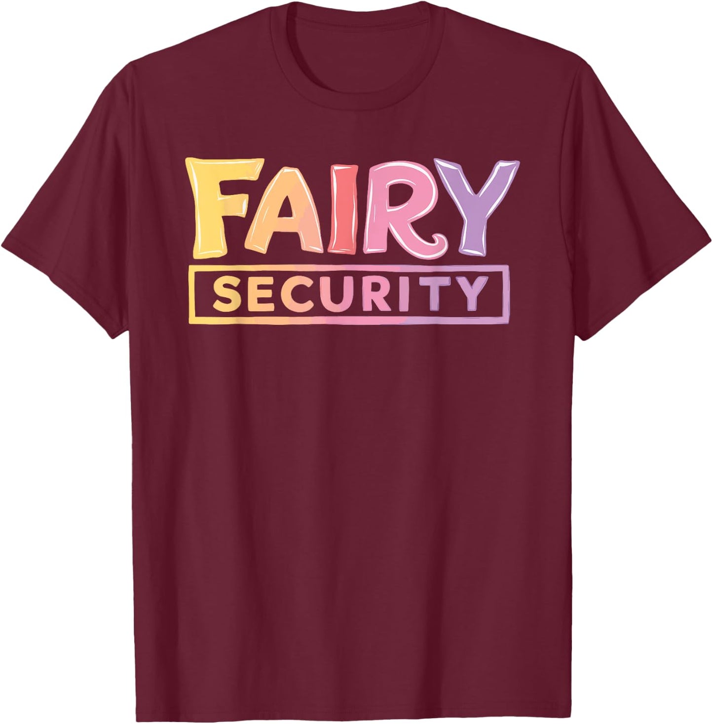 Fairy Security Black Adults , Small, Short Sleeve, , Cotton 65% Polyester 35% T-Shirt - T-Shirt | Maroon